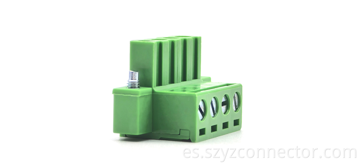 Pluggable Terminal Blocks Female Copper Block with Lug Non-Latching Green 1*4P